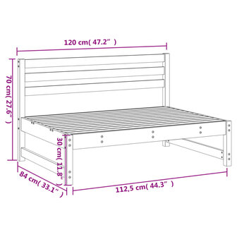 Tuinmiddenbank 120x80 cm massief grenenhout zwart 7