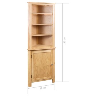 Hoekkast 59x36x180 cm massief eikenhout 7