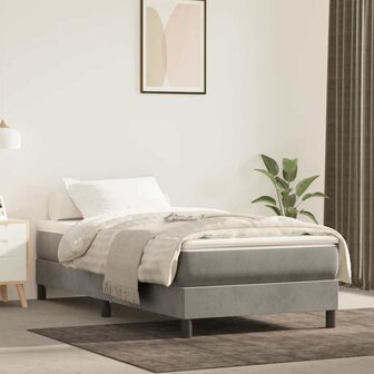 Pocketveringmatras 80x220x20 cm fluweel lichtgrijs 1