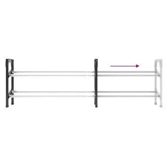 Schoenenrek met 2 schappen verlengbaar 119x24x37 cm 5