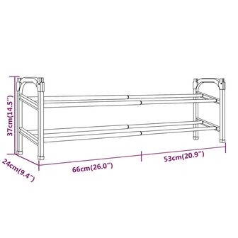 Schoenenrek met 2 schappen verlengbaar 119x24x37 cm 8