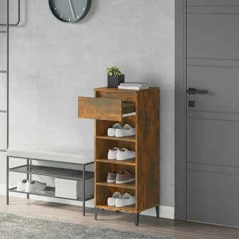 Schoenenrek 40x36x105 cm bewerkt hout gerookt eikenkleurig 3