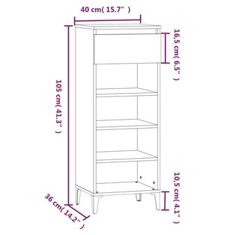 Schoenenrek 40x36x105 cm bewerkt hout gerookt eikenkleurig 9