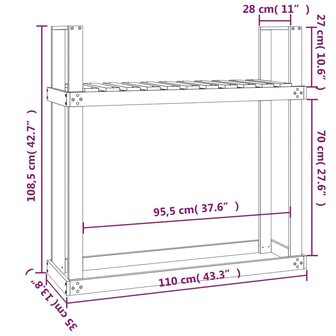 Haardhoutrek 110x35x108,5 cm massief grenenhout honingbruin 8