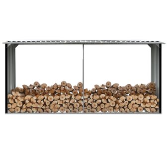 Haardhoutschuur 330x92x153 cm gegalvaniseerd staal antraciet 1