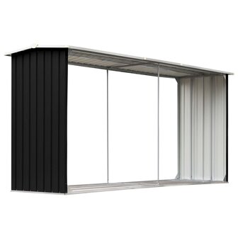 Haardhoutschuur 330x92x153 cm gegalvaniseerd staal antraciet 2