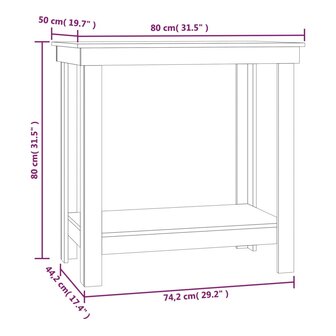 Werkbank 80x50x80 cm massief grenenhout grijs 8