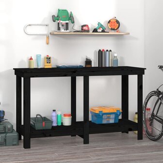 werkbank 140x50x80 cm massief grenenhout zwart 1
