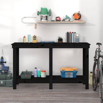 werkbank 140x50x80 cm massief grenenhout zwart 3