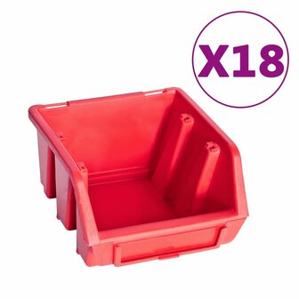 80-delige Opslagbakkenset met wandpanelen rood en zwart 2