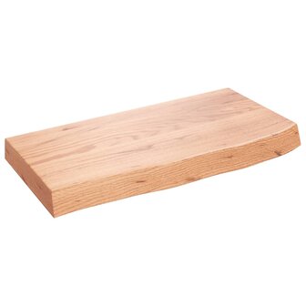 Wastafelblad 60x30x(2-6) cm behandeld massief hout lichtbruin 2