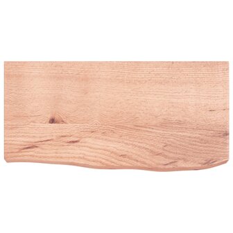Wastafelblad 60x30x(2-6) cm behandeld massief hout lichtbruin 3