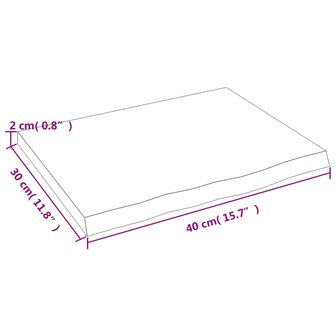 Wastafelblad 40x30x2 cm behandeld massief hout donkerbruin 6