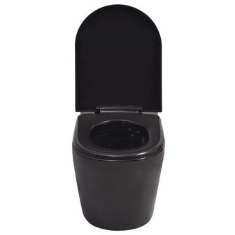 Hangend toilet met verborgen stortbak keramiek zwart 4