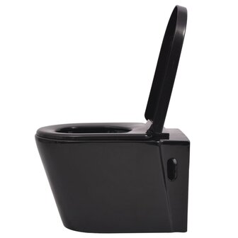 Hangend toilet met verborgen stortbak keramiek zwart 5