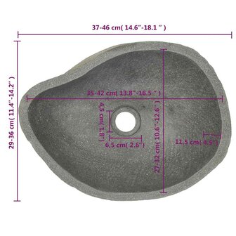 Wastafel ovaal (37-46)x(29-36) cm riviersteen 7