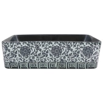 Opzetwasbak rechthoekig 46x35,5x13 cm keramiek zwart en blauw 3