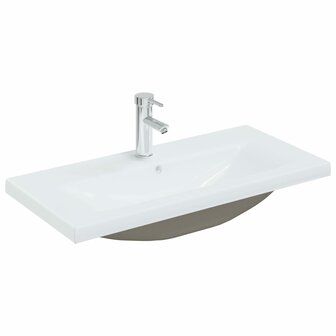Inbouwwastafel met kraan 81x39x18 cm keramiek wit 2