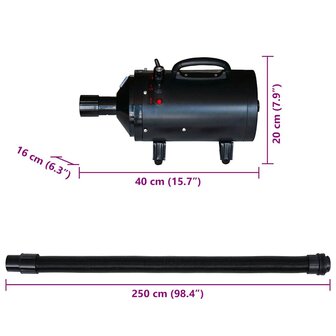 Hondenf&ouml;hn met 3 opzetstukken 2400 W zwart  6
