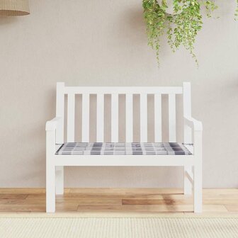 Tuinbankkussen 120x50x3 cm oxford stof ruitpatroon grijs 1