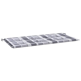 Tuinbankkussen 120x50x3 cm oxford stof ruitpatroon grijs 2