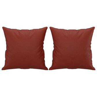 Sierkussens 2 st 40x40 cm kunstleer wijnrood 2