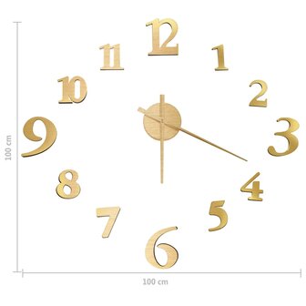 3D-wandklok modern XXL 100 cm goudkleurig 5
