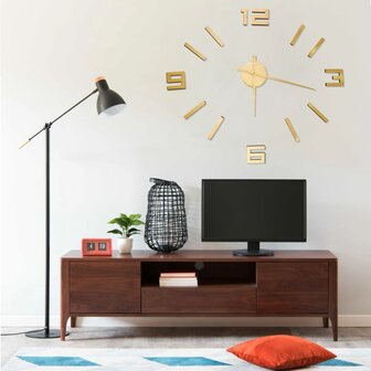 3D-wandklok modern XXL 100 cm goudkleurig 1