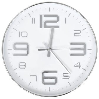 Wandklok 30 cm zilverkleurig 2