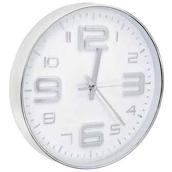 Wandklok 30 cm zilverkleurig 3