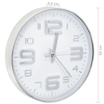 Wandklok 30 cm zilverkleurig 6