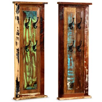 Kapstokken 2 st 38x100 cm massief gerecycled hout 1