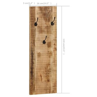 Wandkapstokken 2 st 36x110x3 cm massief mangohout 8
