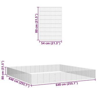 Dierenverblijf 48 panelen 54x80 cm gegalvaniseerd ijzer 8