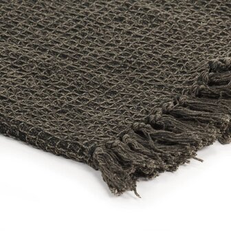Plaid 160x210 cm katoen antraciet en bruin 4