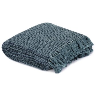 Plaid 160x210 cm katoen indigo-blauw 2