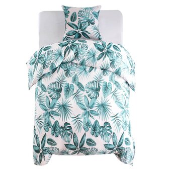 Dekbedovertrekset bladeren 140x200/60x70 cm groen 1