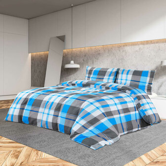 Dekbedovertrekset 260x240 cm katoen blauw en grijs 1