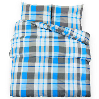 Dekbedovertrekset 260x240 cm katoen blauw en grijs 2