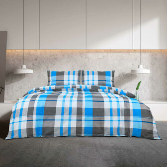 Dekbedovertrekset 260x240 cm katoen blauw en grijs 3