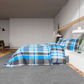 Dekbedovertrekset 260x240 cm katoen blauw en grijs 4