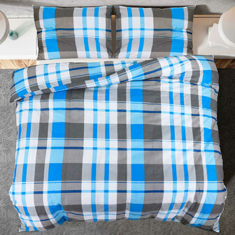Dekbedovertrekset 260x240 cm katoen blauw en grijs 5