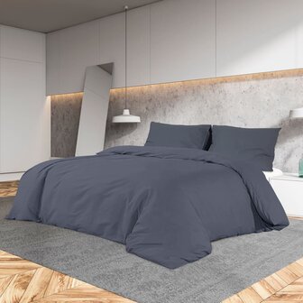 Dekbedovertrekset 155x220 cm katoen antracietkleurig 1