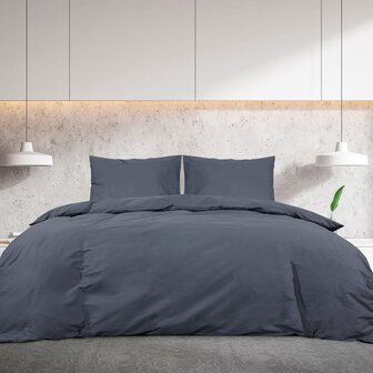 Dekbedovertrekset 155x220 cm katoen antracietkleurig 3