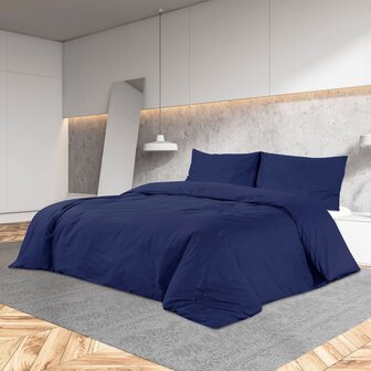 Dekbedovertrekset 200x220 cm katoen marineblauw 1