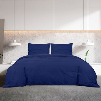 Dekbedovertrekset 200x220 cm katoen marineblauw 3