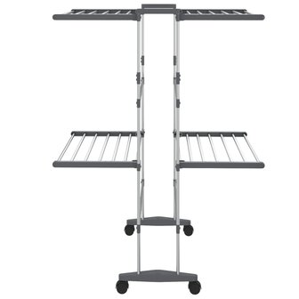 Droogrek 2-laags met wieltjes 60x70x106 cm zilverkleurig 4