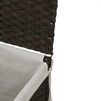 Wasmand met 2 vakken 53x35x57 cm poly rattan donkerbruin 8