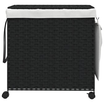 Wasmand op wielen 60x35x60,5 cm rattan zwart 3