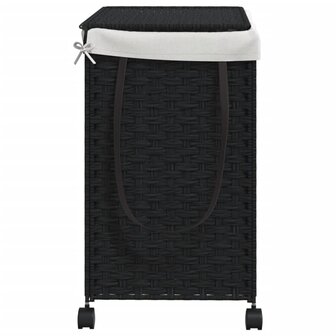Wasmand op wielen 60x35x60,5 cm rattan zwart 5